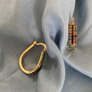 Gold Tone and Rhinestone Earrings
